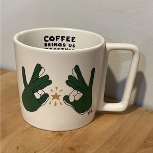 Starbucks Coffee Brings Us Together ASL Sign Language Ceramic Coffee Mug 12oz